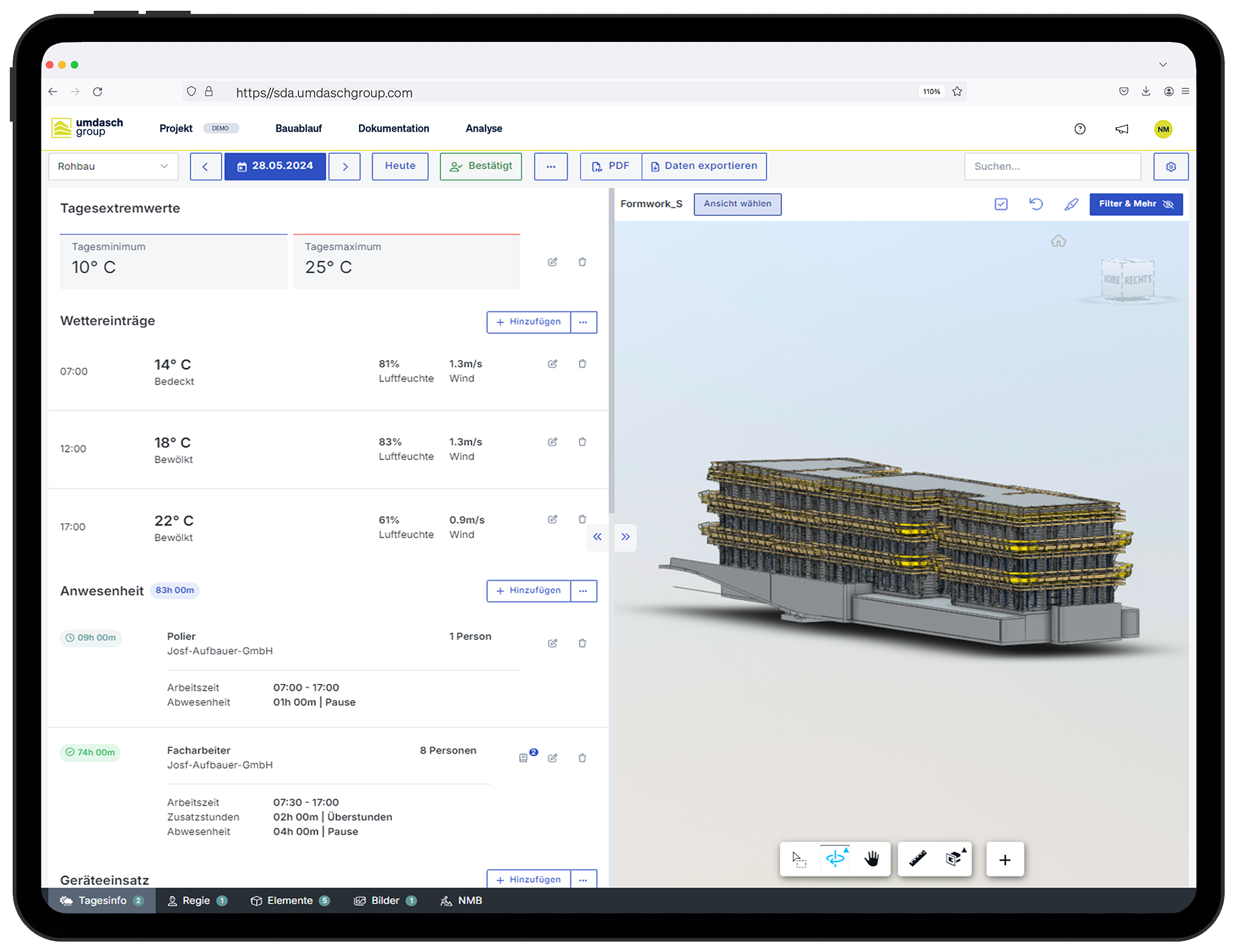 Site Docu and Analytics Bautagebuch